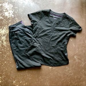 Purple Label Healing Hands Black Scrubs